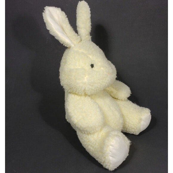 Vintage Bunny Plush Toy Rabbit Shearling Off White 11 in. - Picture 3 of 8